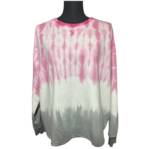 Pants Store Tie-Dye Pink and Gray Long Sleeve Top size Medium - Picture 1 of 6